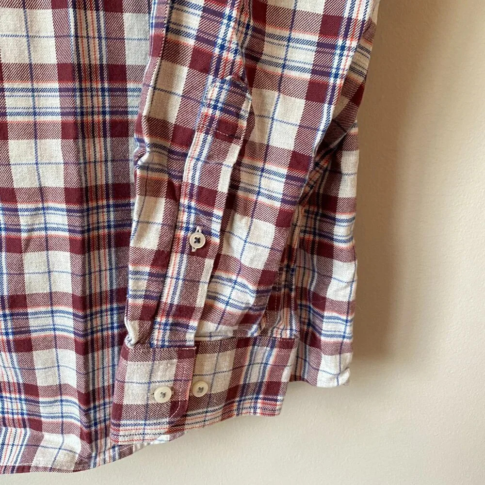 Banana Republic Men's XL Luxe Flannel Slim Plaid Long Sleeve Button Down Shirt - Picture 9 of 16